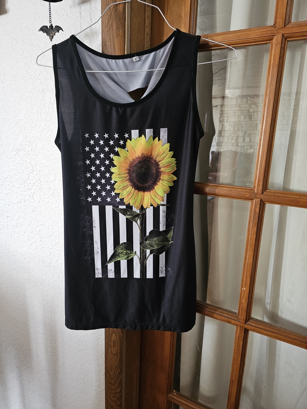 Black Sunflower Graphic Tank Top for Women